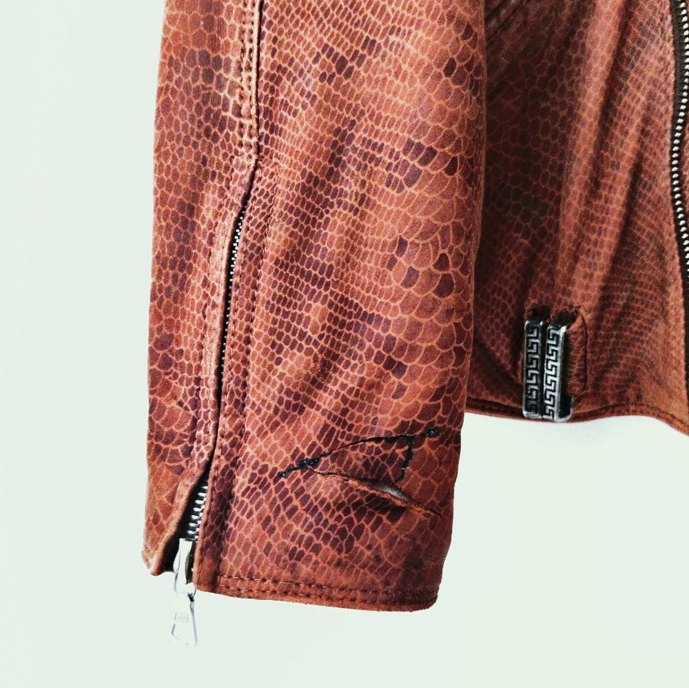 Vintage 1994 Gianni Versace Python Print Brown Bi… - image 8